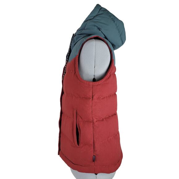 Patagonia Bivy Down Hooded Vest Red Khaki Women's Size M - Picture 5 of 10